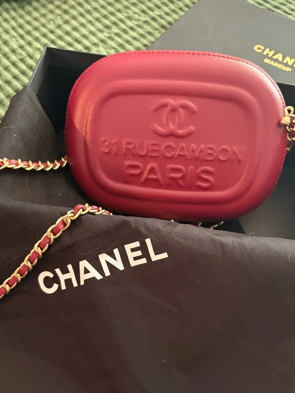 Chanel Red Leather Crossbody Bag - St. Rue Cambon Paris Embossed VIP gift